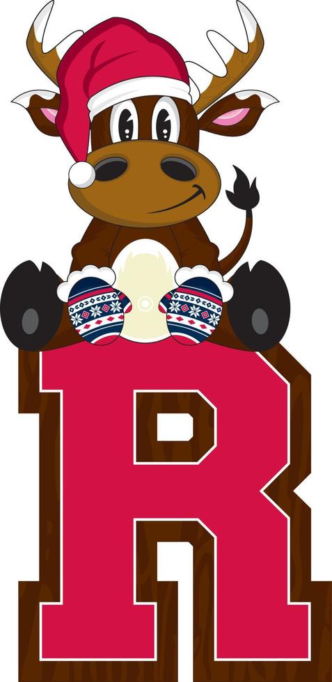 R is for Reindeer - Christmas Alphabet Learning Illustration vector