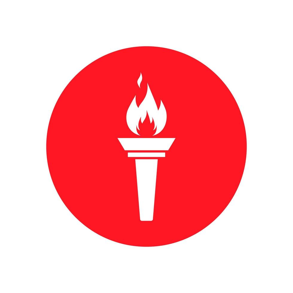 Fire torch icon vector isolated on circle background