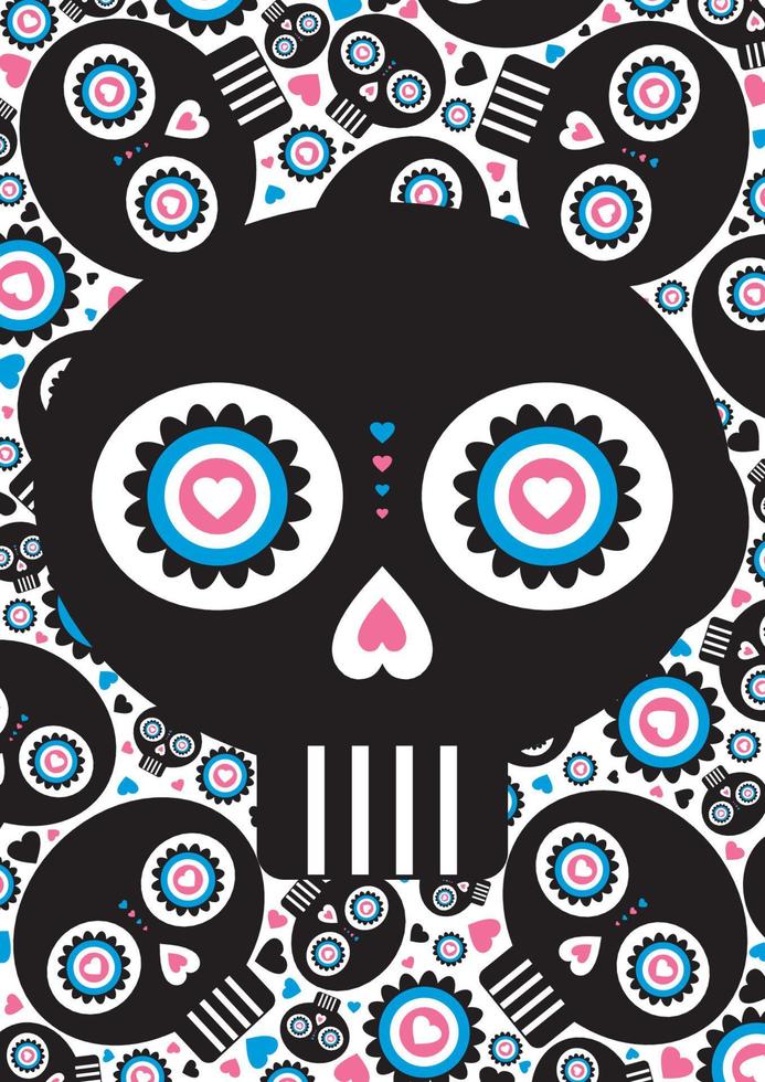 Cartoon Mexican Day of the Dead - Dia De Los Muertos Pattern vector