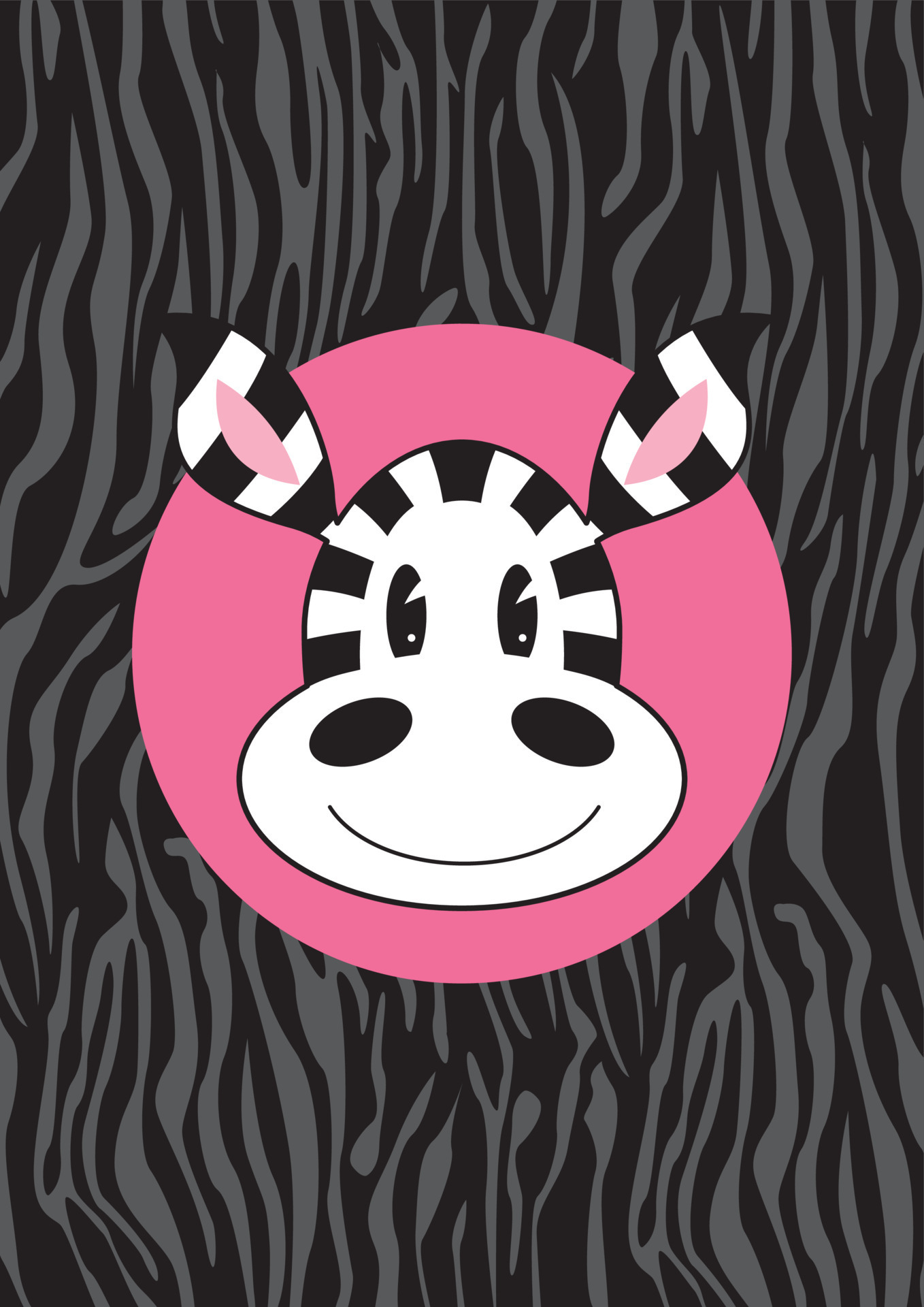 Cute Cartoon Adorable Zebra on Striped Background 21739788 Vector Art