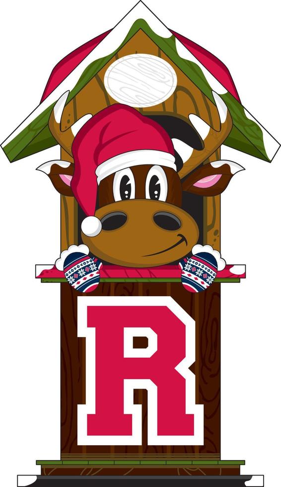 R is for Reindeer - Christmas Alphabet Learning Illustration vector
