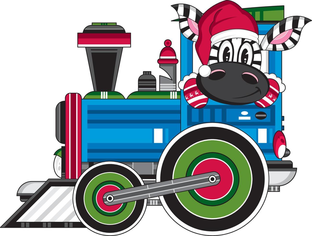 Cartoon Santa Claus Christmas Zebra on Train vector