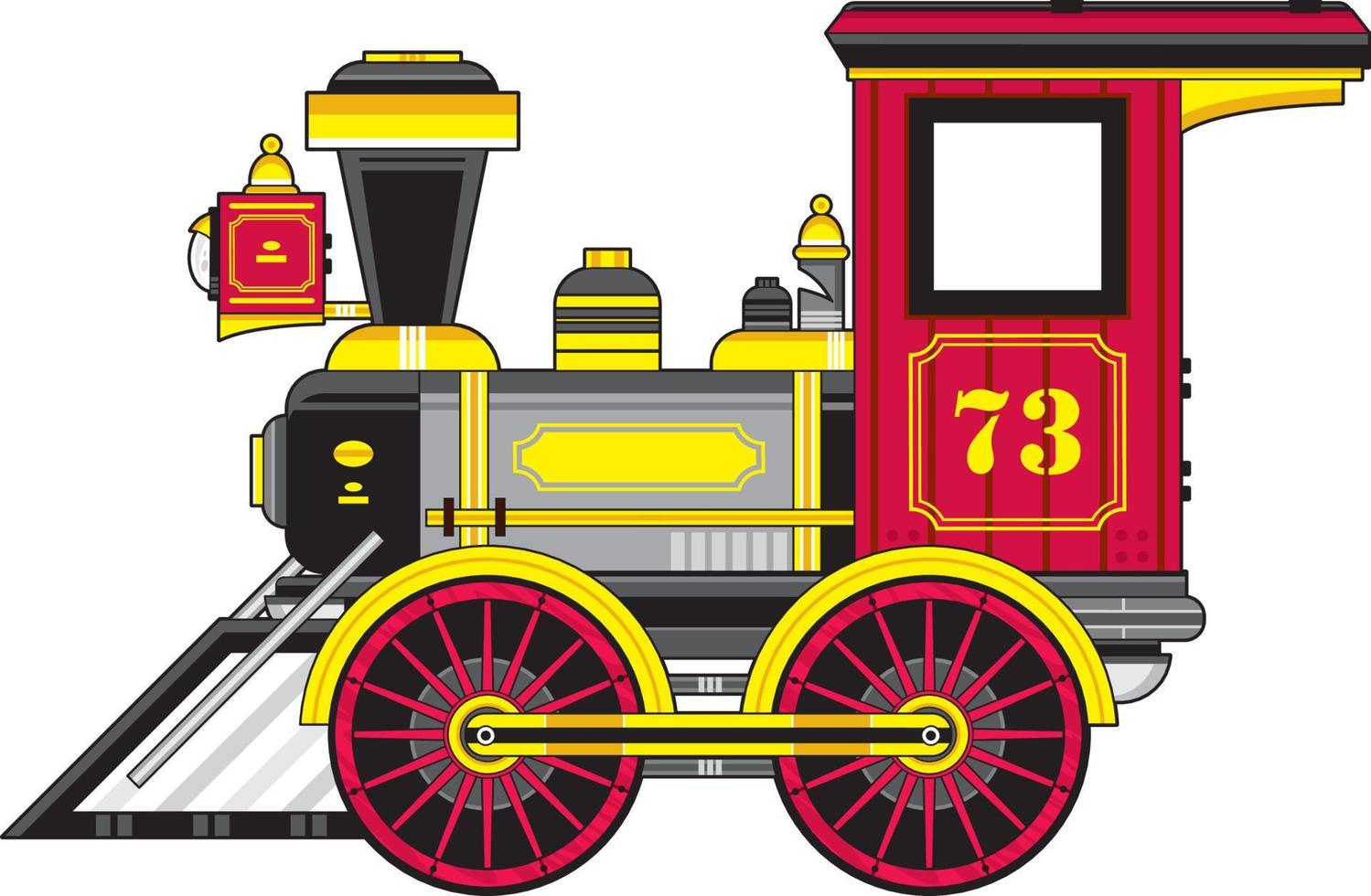 Cartoon Retro Wild West Steam Train Illustration vector