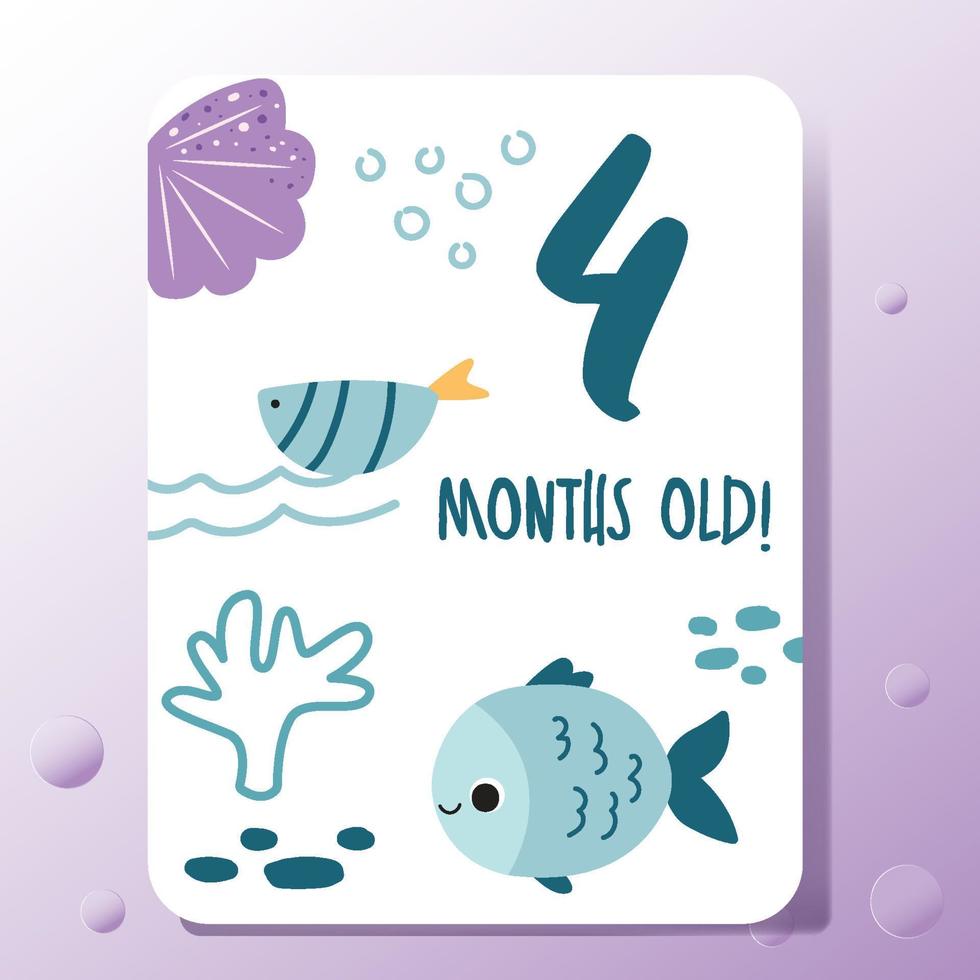 baby milestone cards set with ocean themed vector