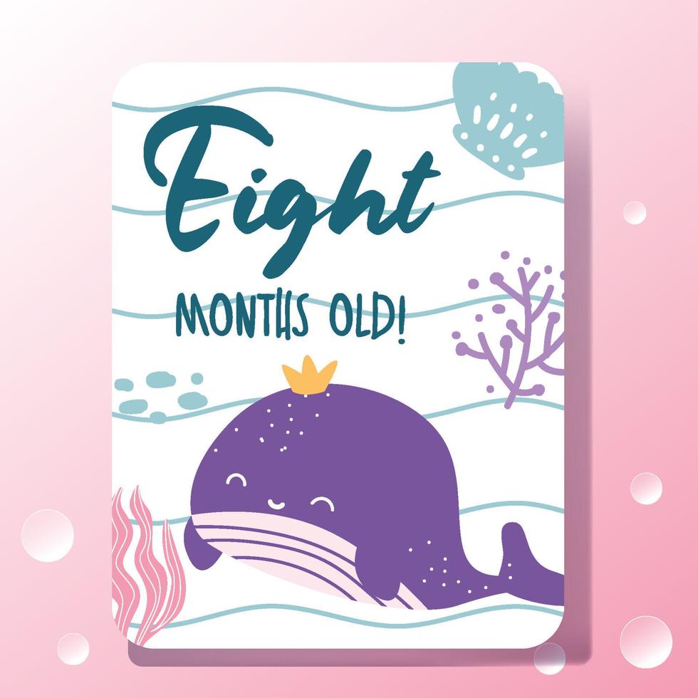 baby milestone cards set with ocean themed vector
