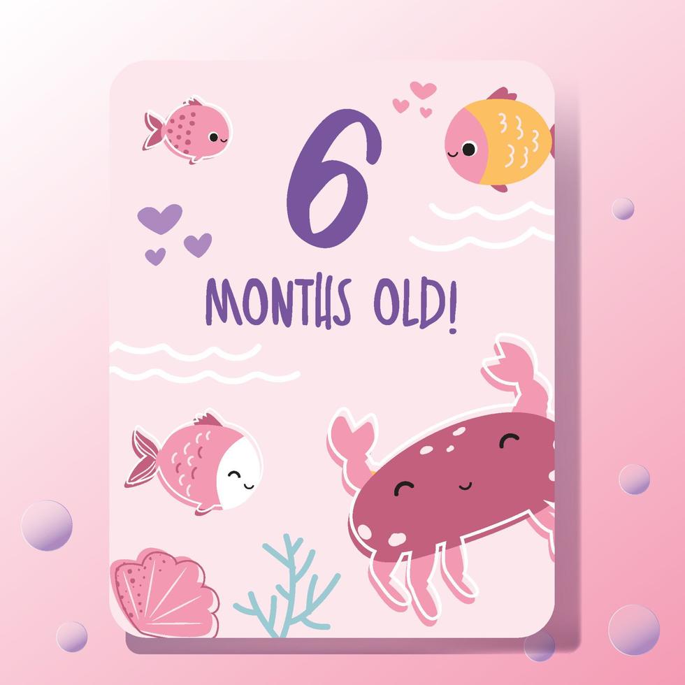 baby milestone cards set with ocean themed vector