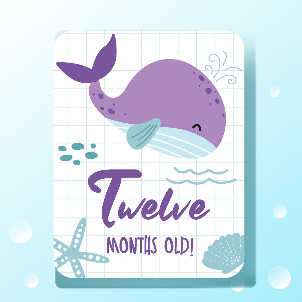 baby milestone cards set with ocean themed vector