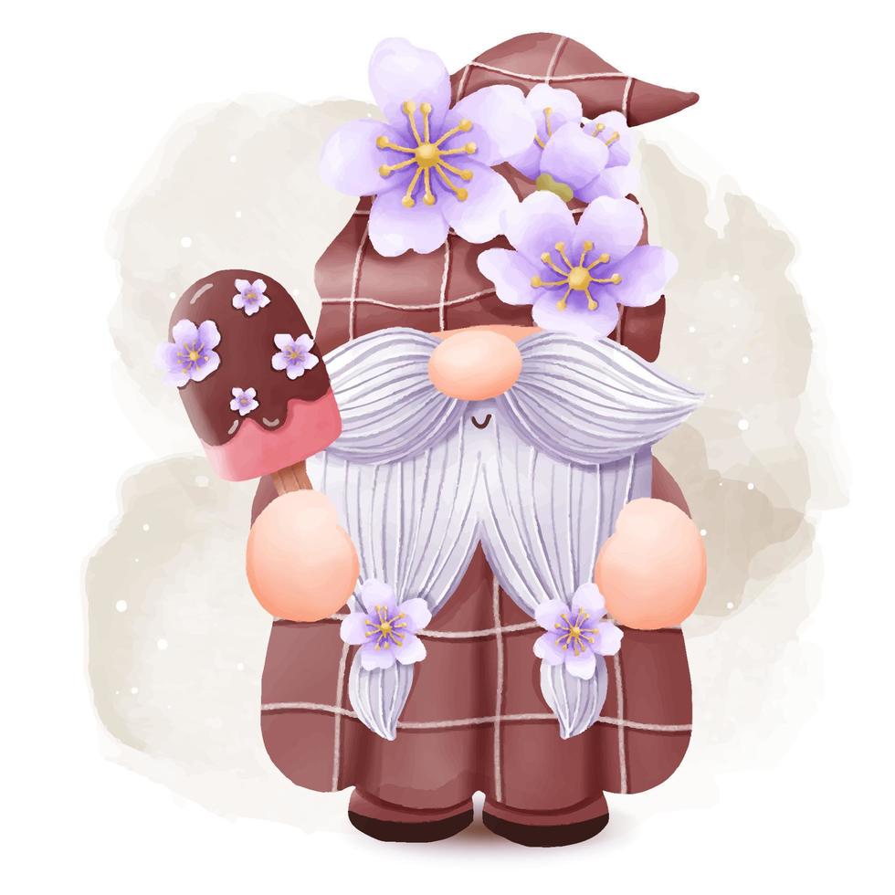 Cherry Blossom Gnome Illustration vector