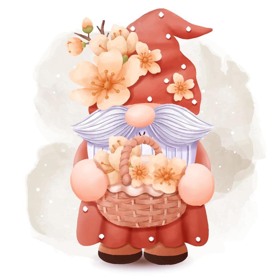 Cherry Blossom Gnome Illustration vector