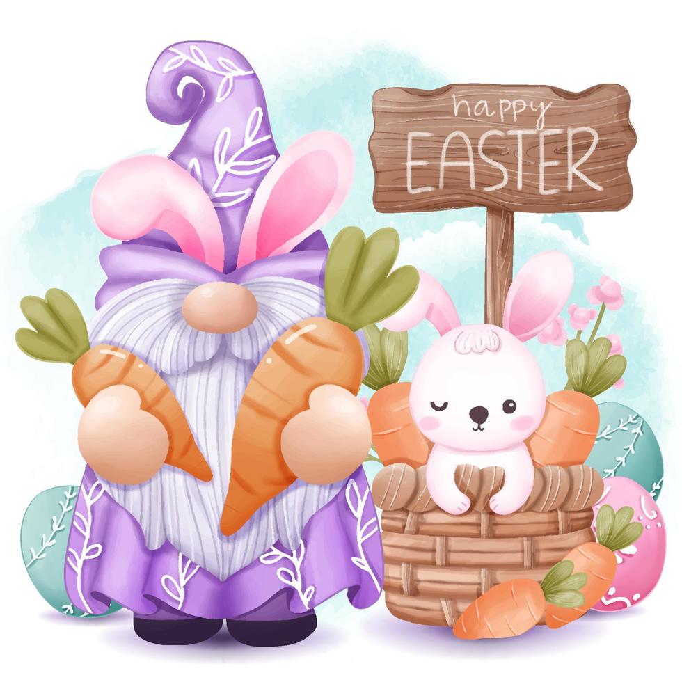 linda Pascua de Resurrección gnomo ilustración vector