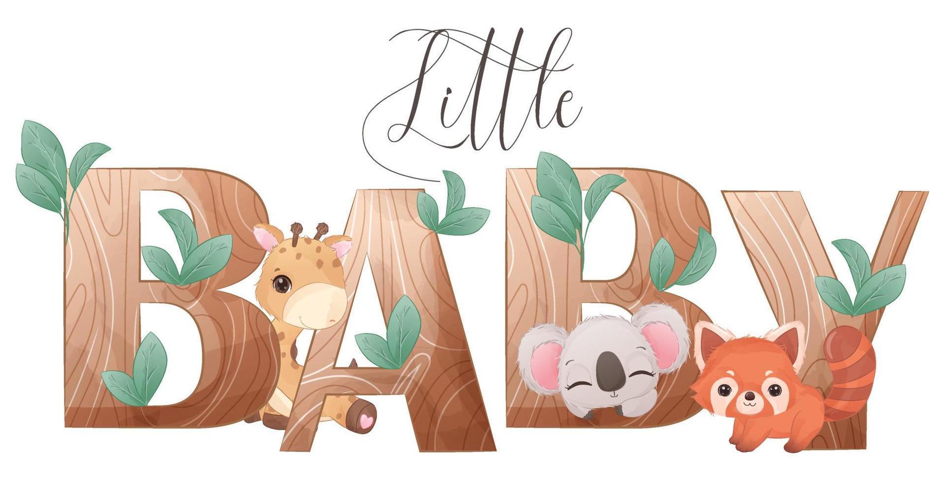 Cute wild animals illustration with alphabets vector