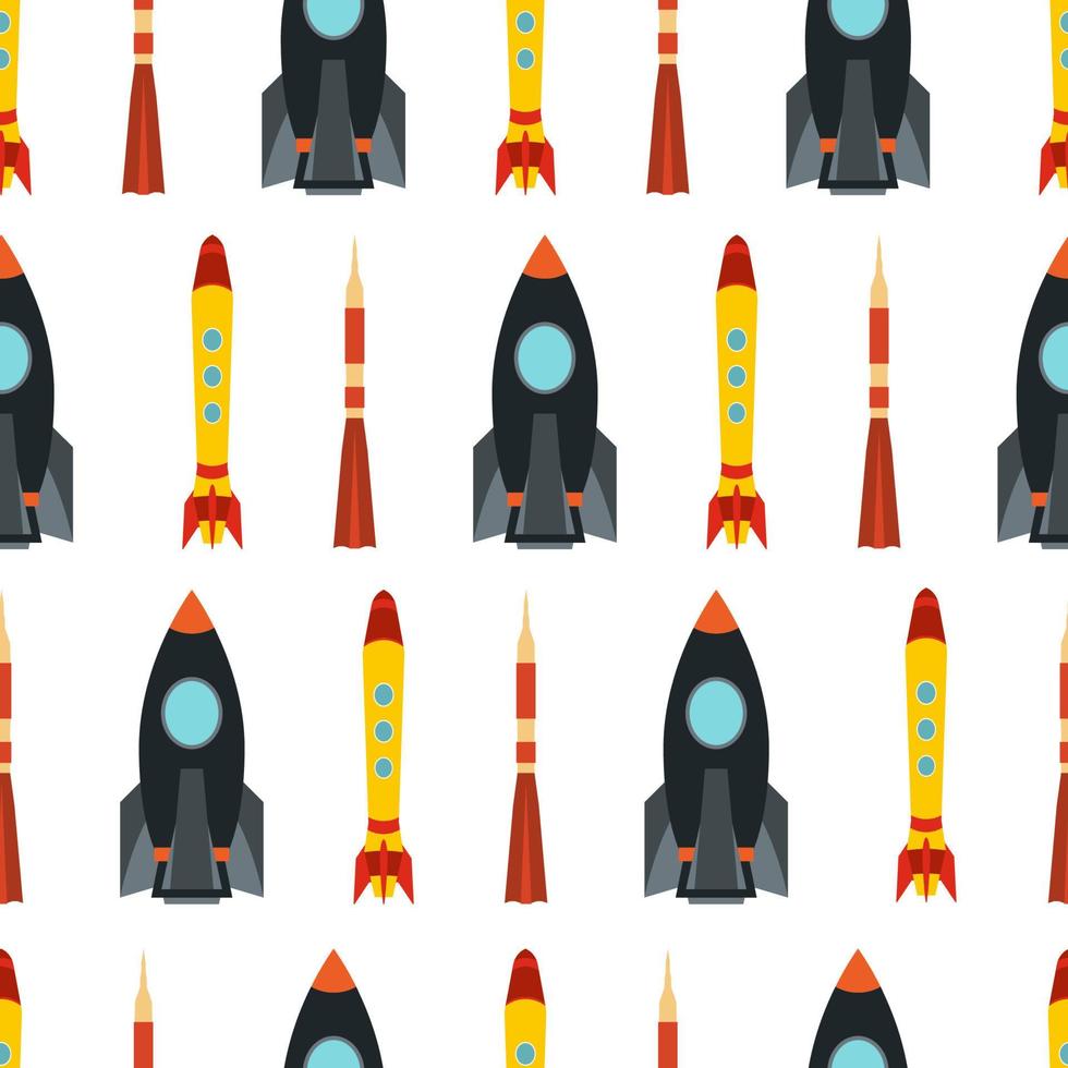 Seamless pattern with space rocket. Vector illustration.