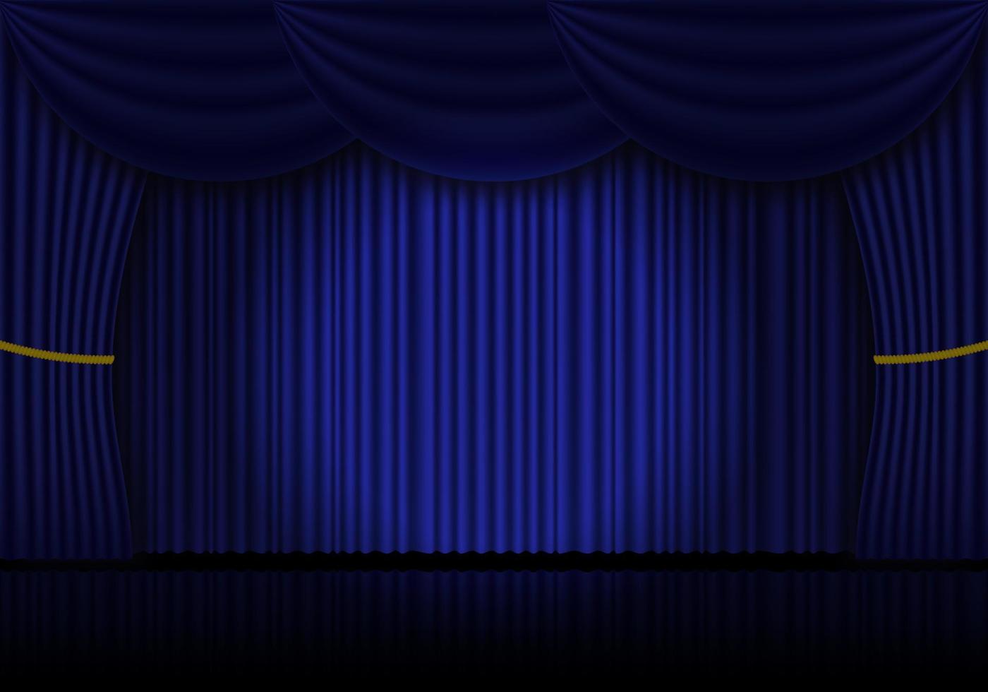 cortinas azules de ópera, cine o teatro. foco en el fondo de las cortinas de terciopelo cerradas. ilustración vectorial vector