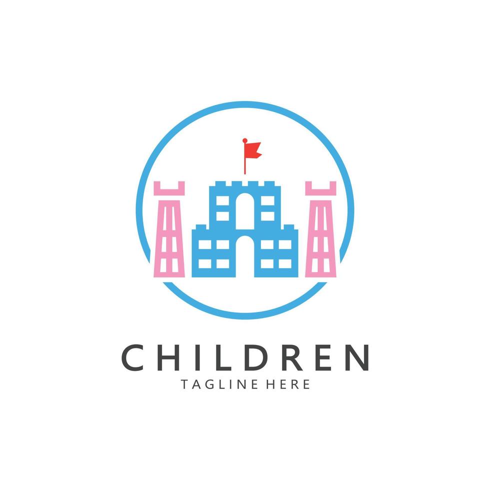 kindergarten logo design simple vector template icon illustration,for education,playgroup,children's learning home,children's school with a modern concept