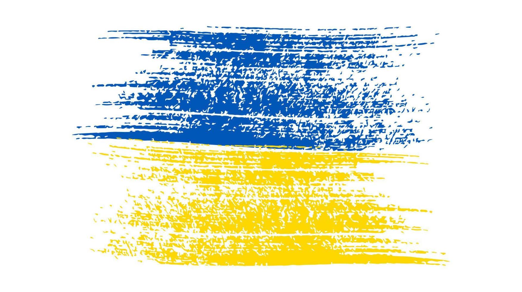 Ukrainian national flag in grunge style. Painted with a brush stroke flag of Ukraine. Vector illustration