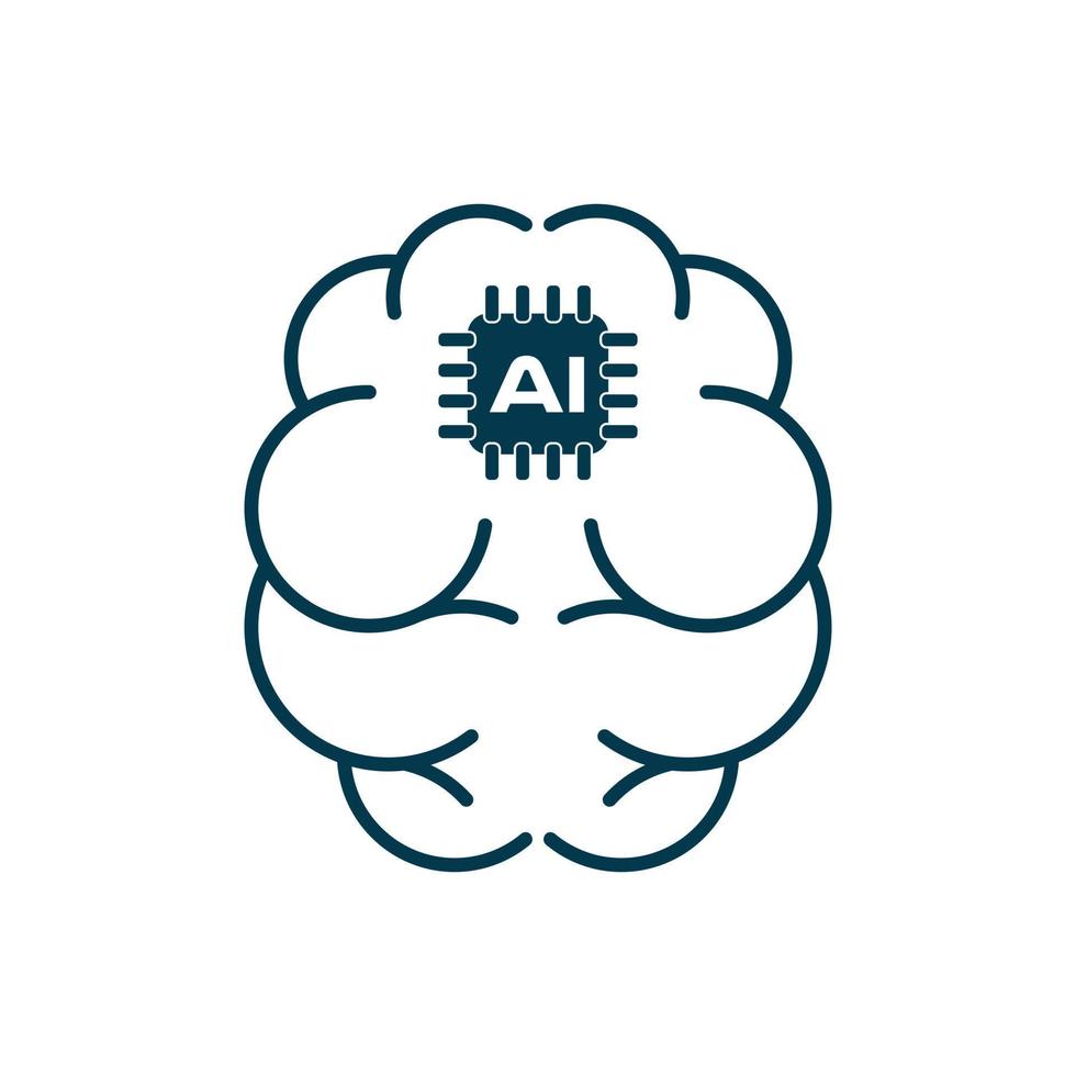 AI brain vector icon for graphic design, symbol, web site, vector illustration