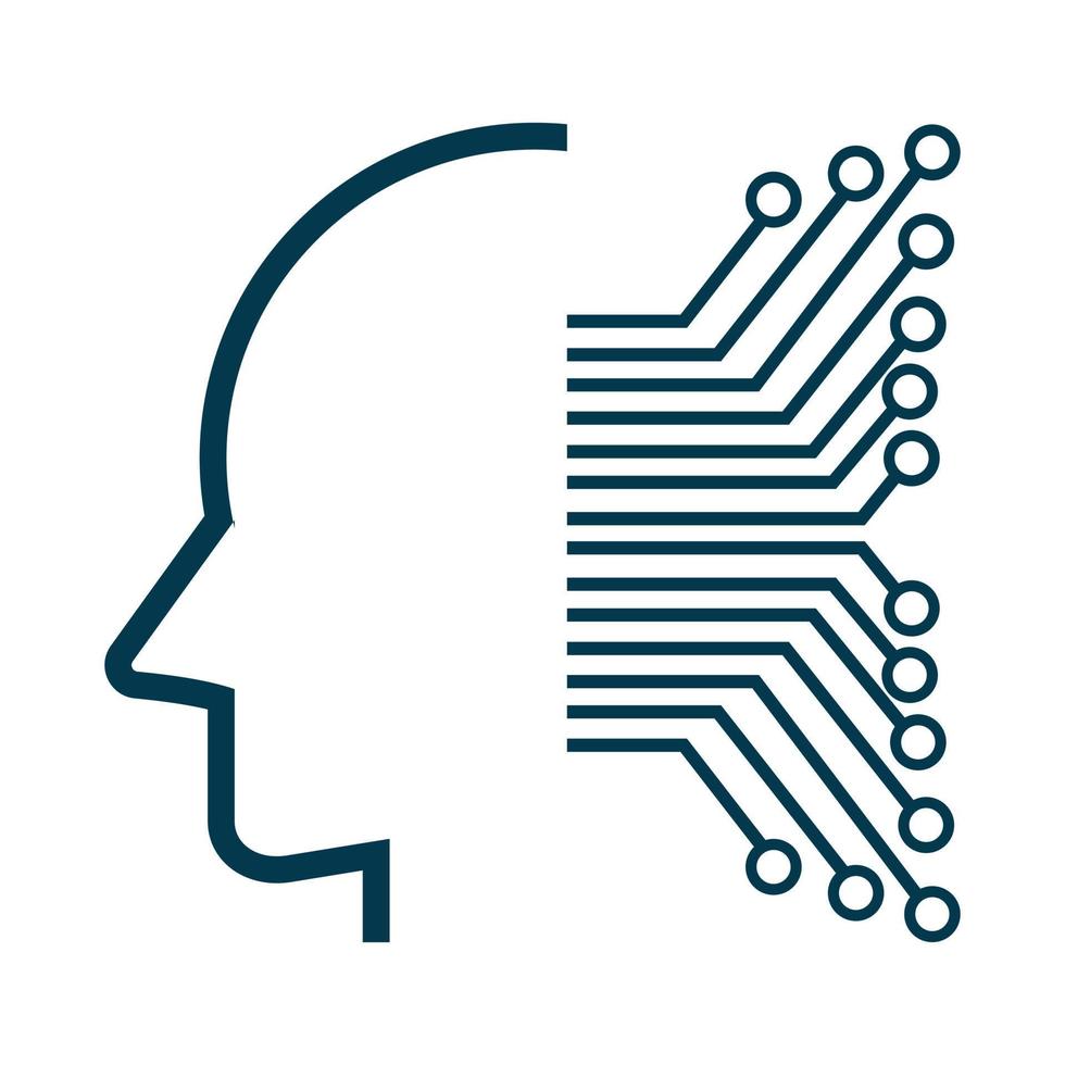 AI head chip icon design, isolated AI head vector symbol for graphic design, symbol, web site, vector illustration