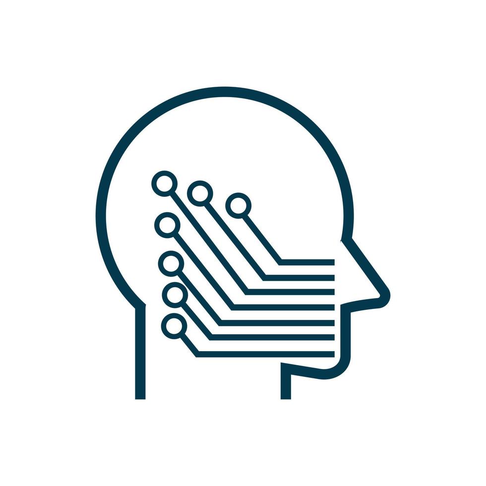 The Artificial intelligence line icons. Set of brain, ai, head, machine, technology vector