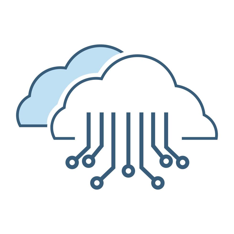 AI clouds back up process and AI-artificial intelligence icon, symbol, technology system and artificial intelligence world vector illustration