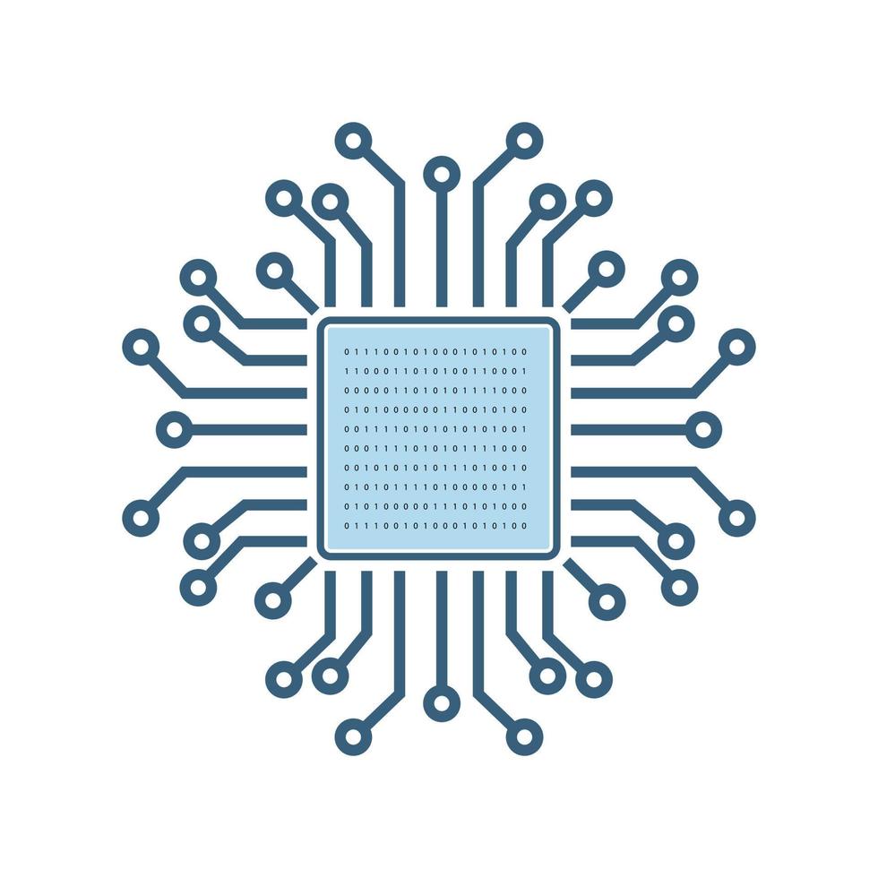artificial intelligence circuit system in lines style, AI circuit line icons, modern AI smart icon, robotic and cloud computing network digital AI technology vector illustration