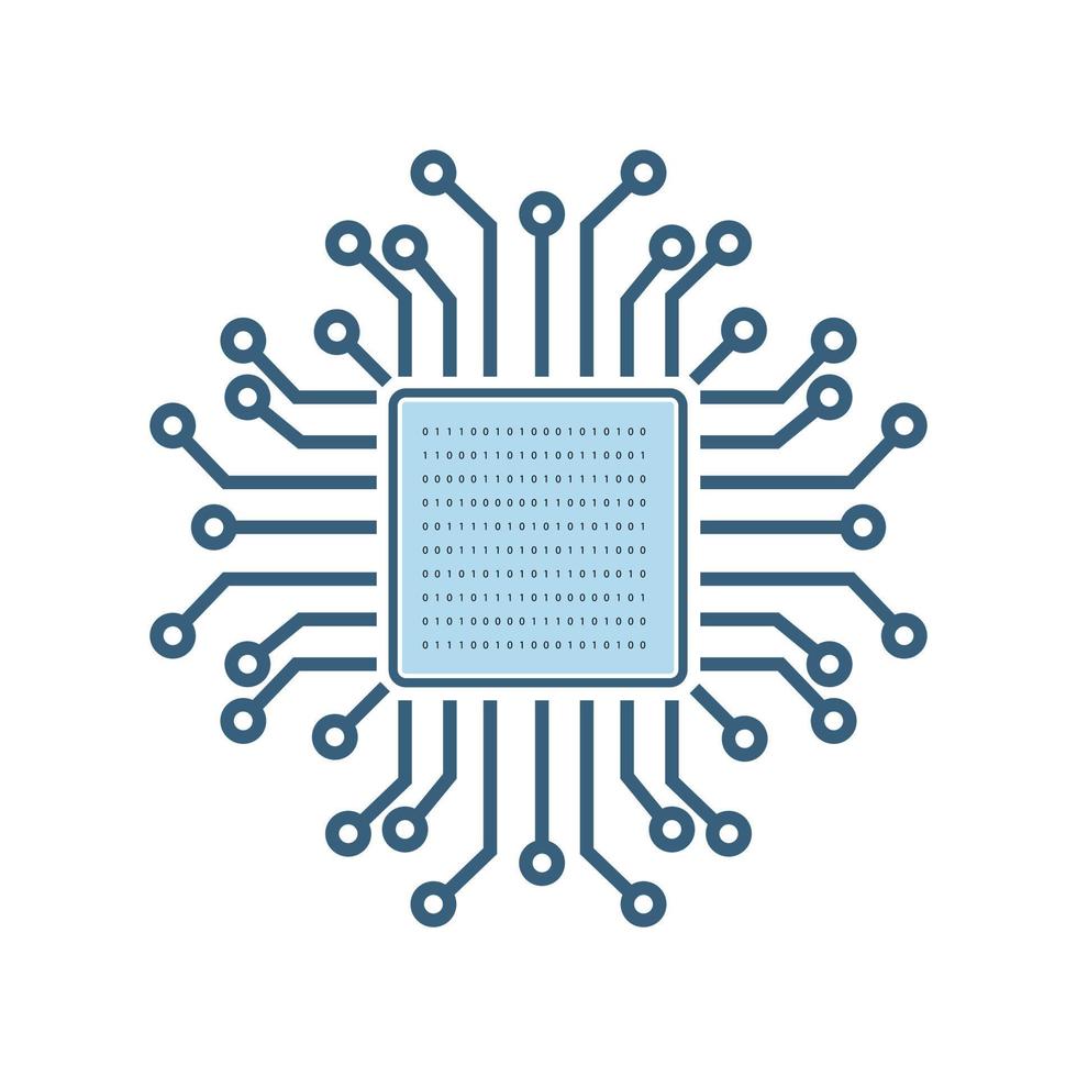 artificial intelligence circuit system in lines style, AI circuit line icons, modern AI smart icon, robotic and cloud computing network digital AI technology vector illustration