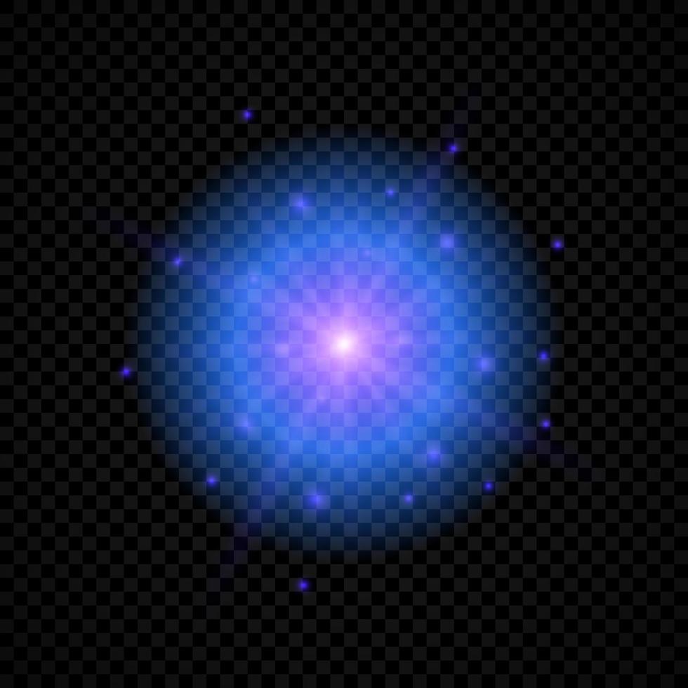 Light effect of lens flares. Blue glowing lights starburst effects with sparkles vector