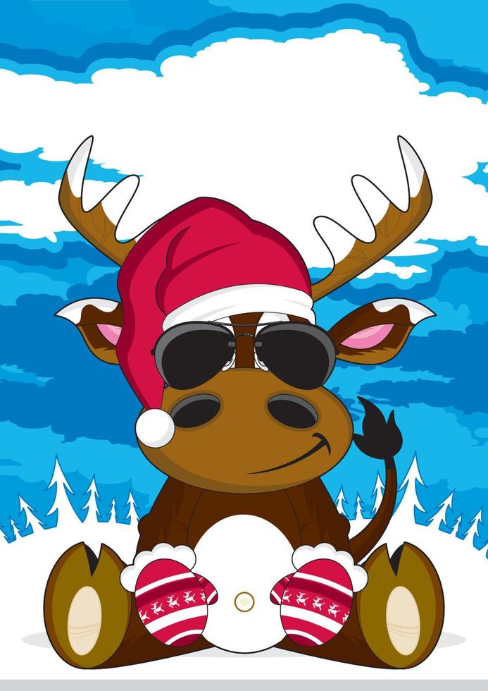 Cartoon Santa Claus Christmas Reindeer in Sunglasses vector
