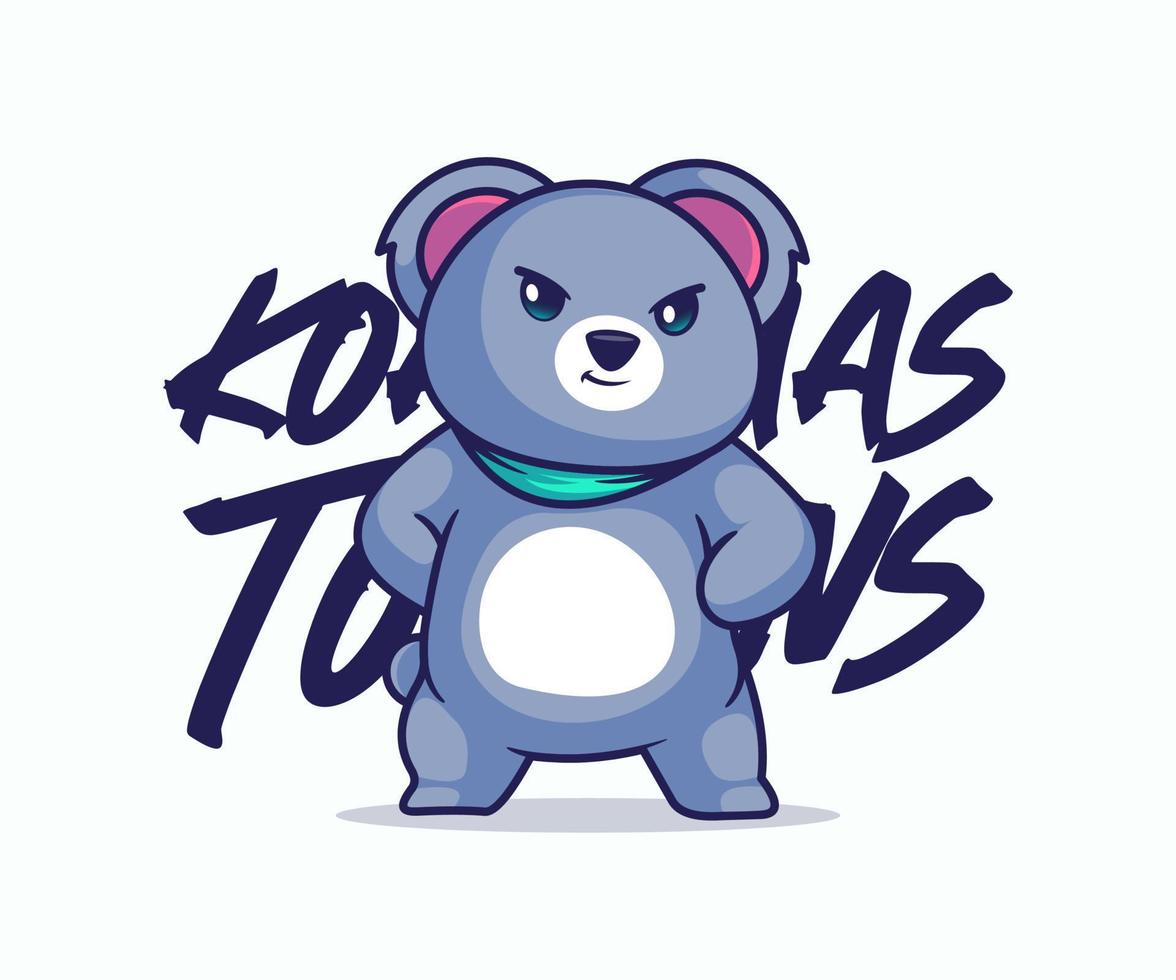 cute koala character icon vector illustration, flat cartoon style.