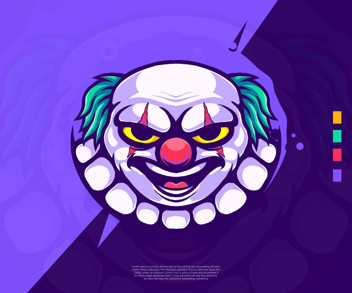 clown modern logo illustration. suitable for esport logos, tattoos, stickers and others. vector