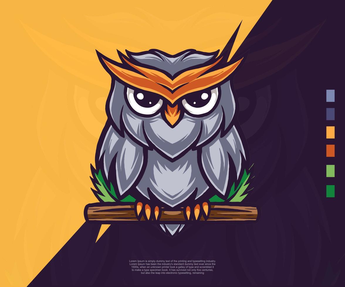 owl modern logo illustration. suitable for esport logos, tattoos, stickers and others. vector