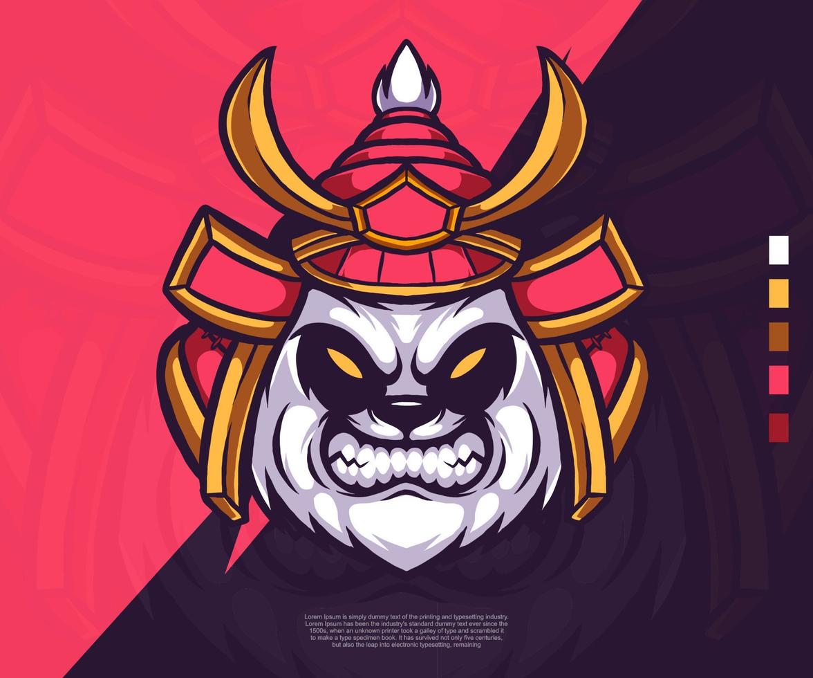 samurai panda modern logo illustration. suitable for esport logos, tattoos, stickers and others. vector