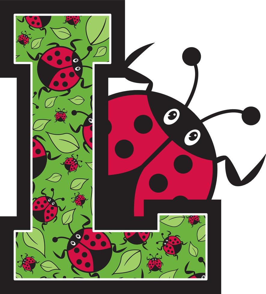 L is for Ladybird Alphabet Learning Illustration vector