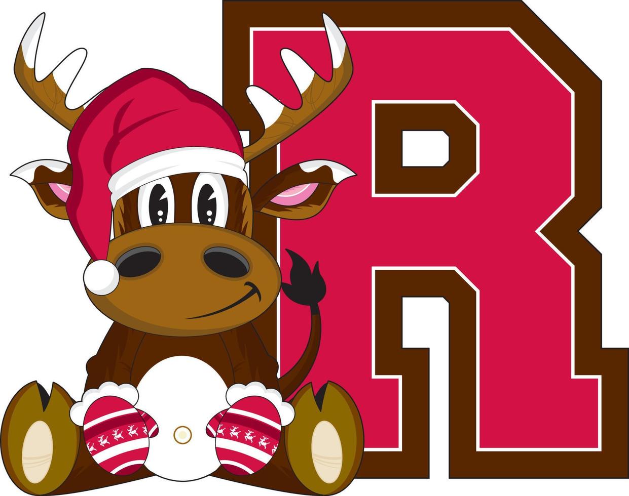 R is for Reindeer - Christmas Alphabet Learning Illustration vector