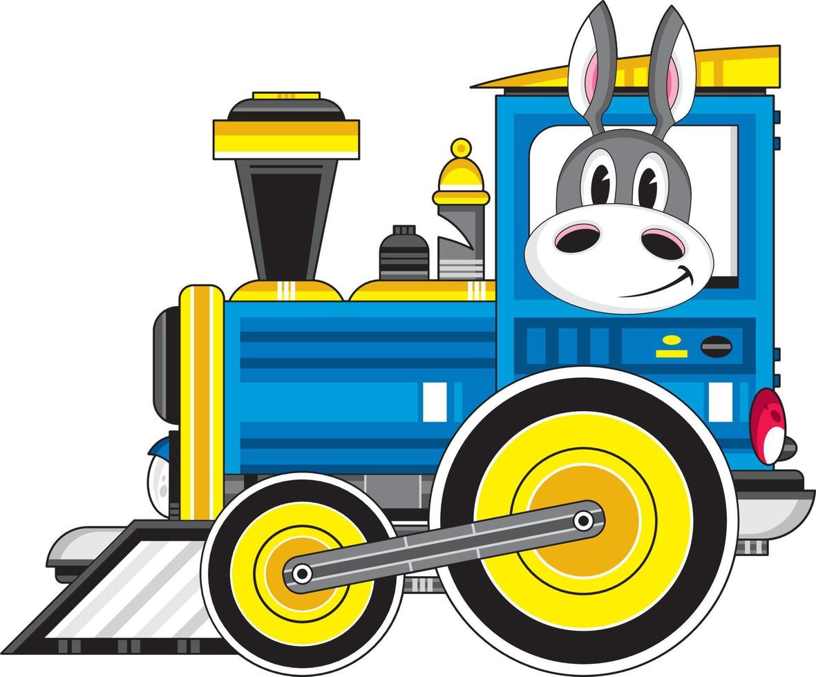 Cute Cartoon Donkey Driving Train Illustration vector