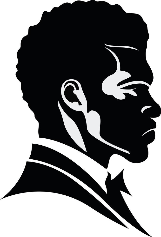 Black man silhouette simple black and white vector