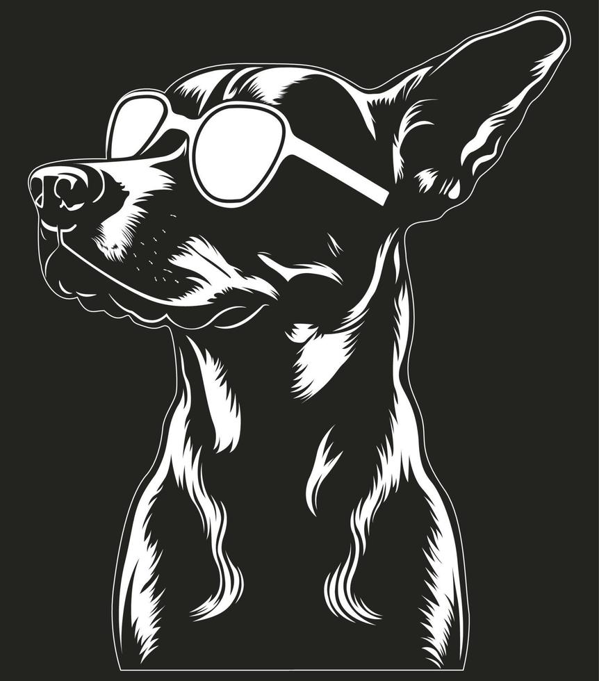 perro vistiendo gafas de sol vector clásico estilo sencillo blanco y negro color