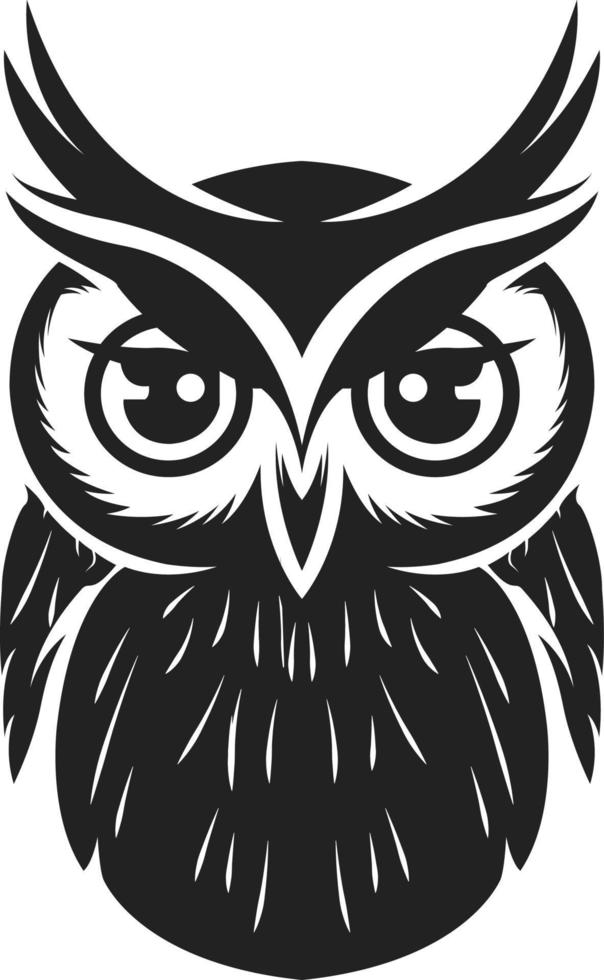 Cute Owl logo vector classical style simple white and black color