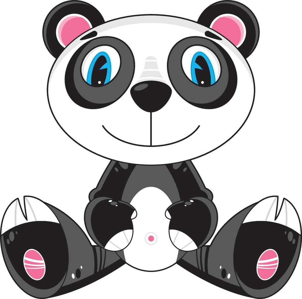 linda dibujos animados panda oso personaje vector