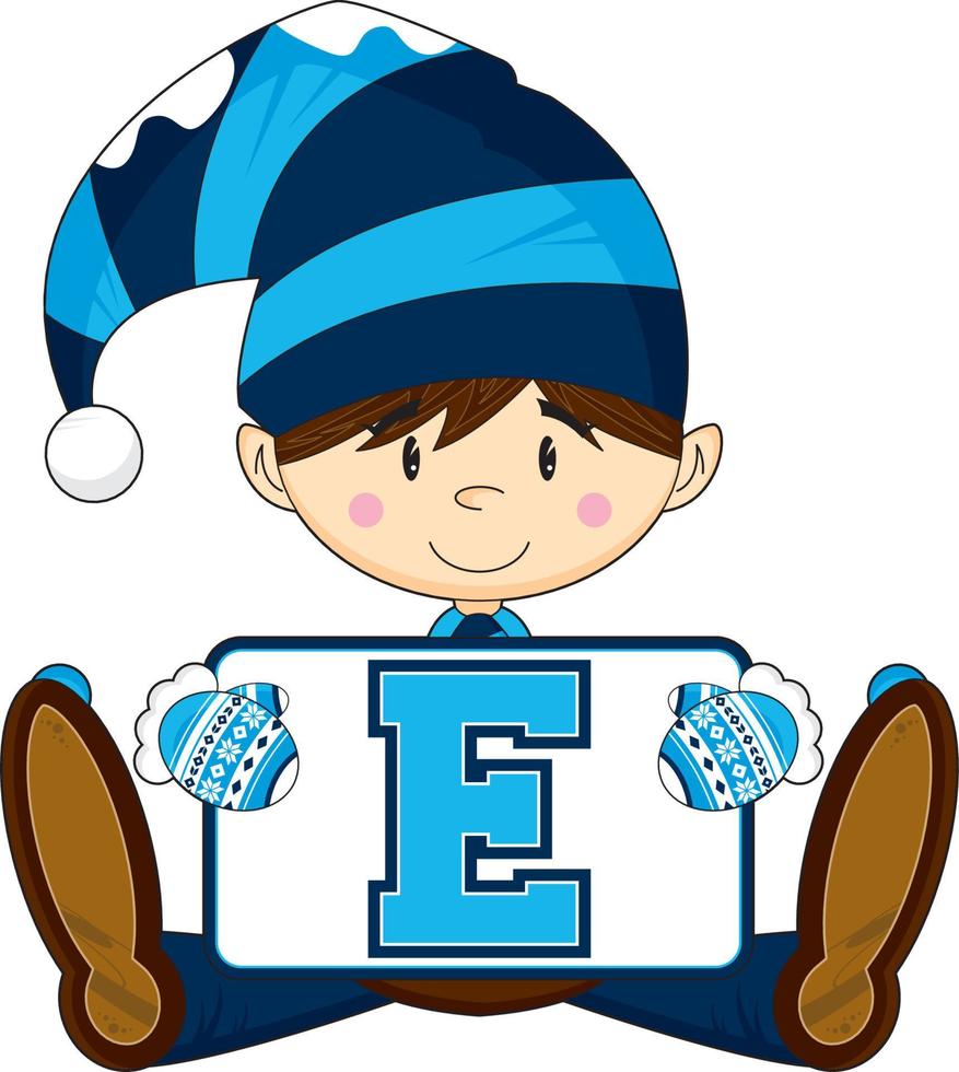 E is for Elf Christmas Alphabet Learning Illustration vector