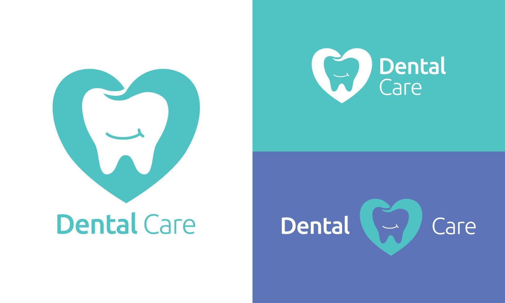 esta dental cuidado logo es un símbolo de el amor y cuidado nosotros poner dentro mantener sano y hermosa sonrisas usted lata utilizar esta logo para tu clínica o tu producto vector