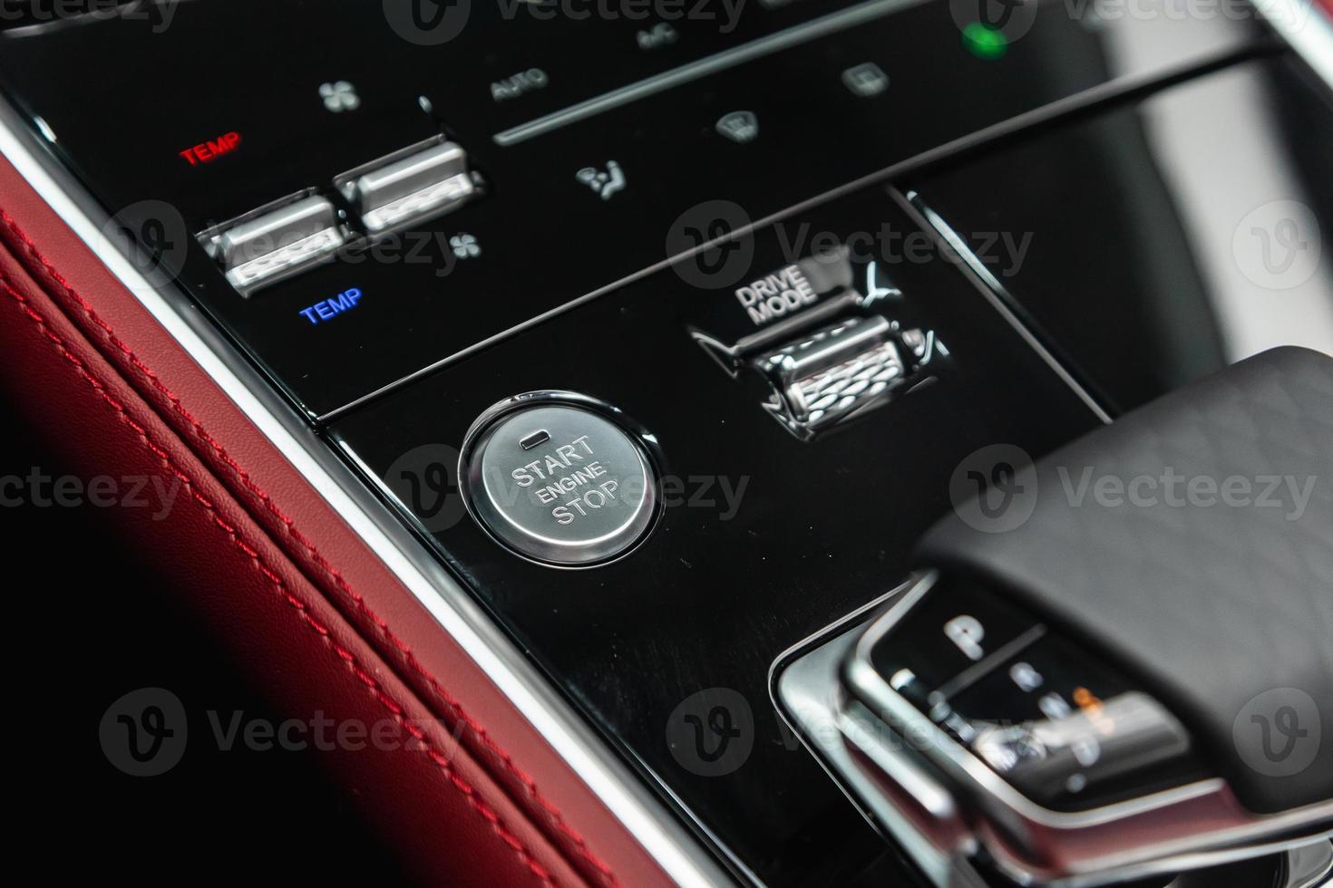 Car engine push start stop button ignition remote starter. photo