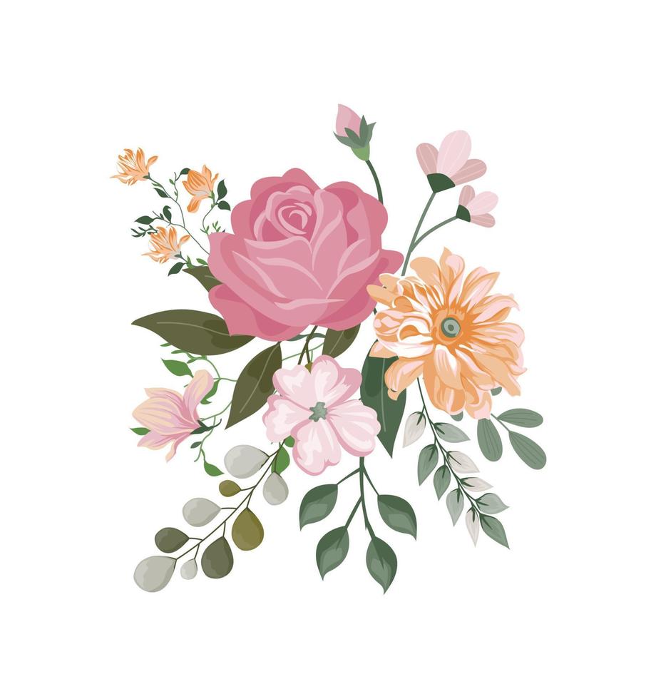 cute flowers bouquet vector