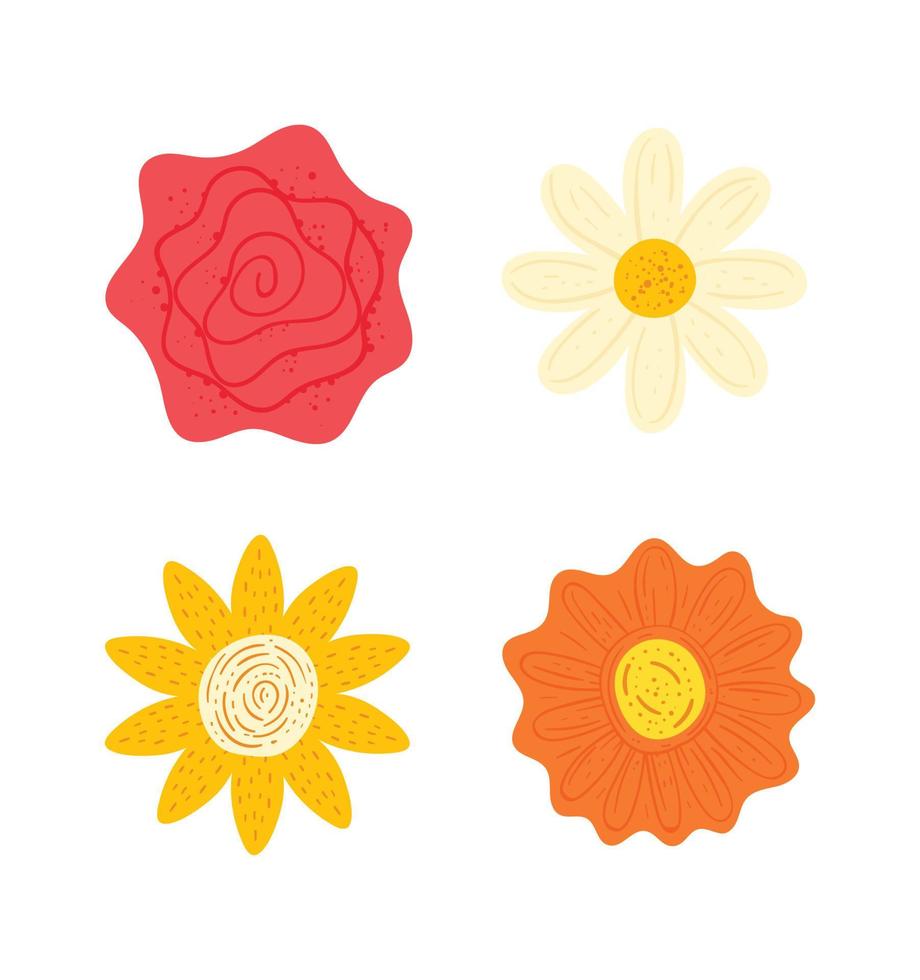 colorful spring flowers collection vector
