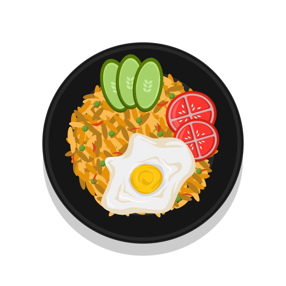 ilustrasi nasi goreng telor vector