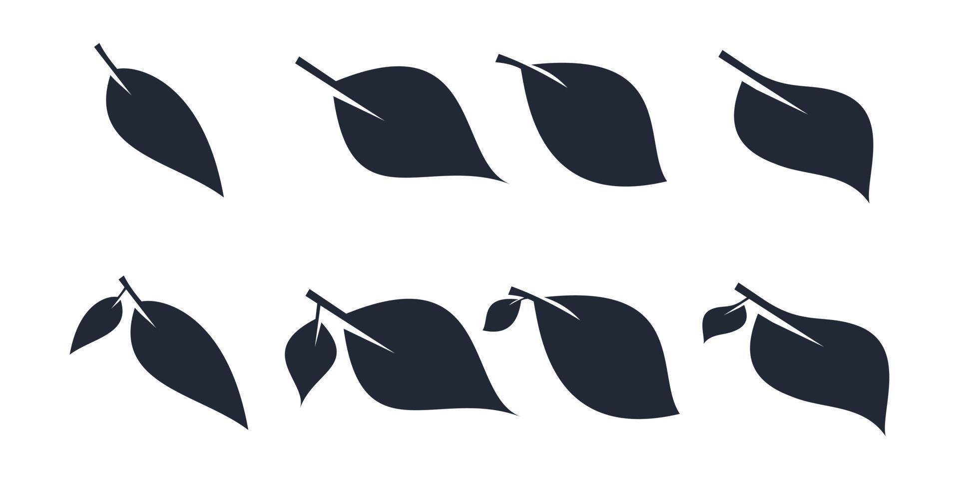 collection of silhouettes of faded leaves, nature leaves on white background vector