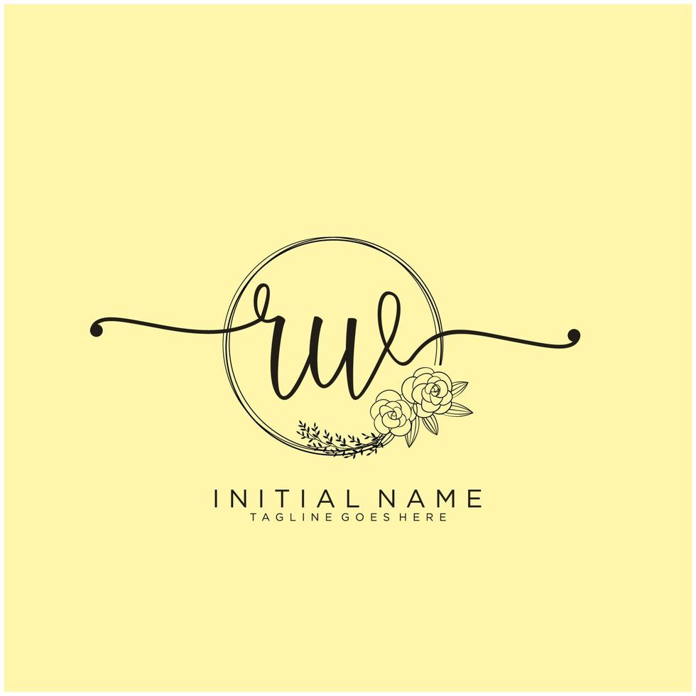 Initial RW feminine logo collections template. handwriting logo of initial signature, wedding, fashion, jewerly, boutique, floral and botanical with creative template for any company or business. vector