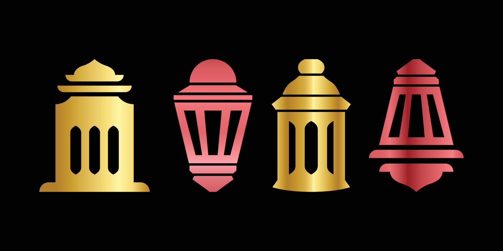collection of lantern , islamic lamp, mosque decoration, ramadan, eid islamic logo vector