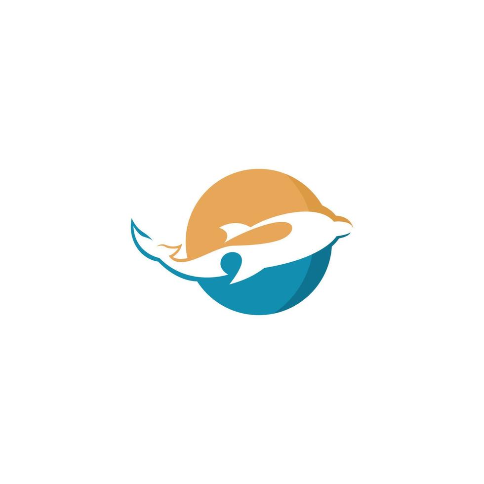 whale logo color motif on white background vector