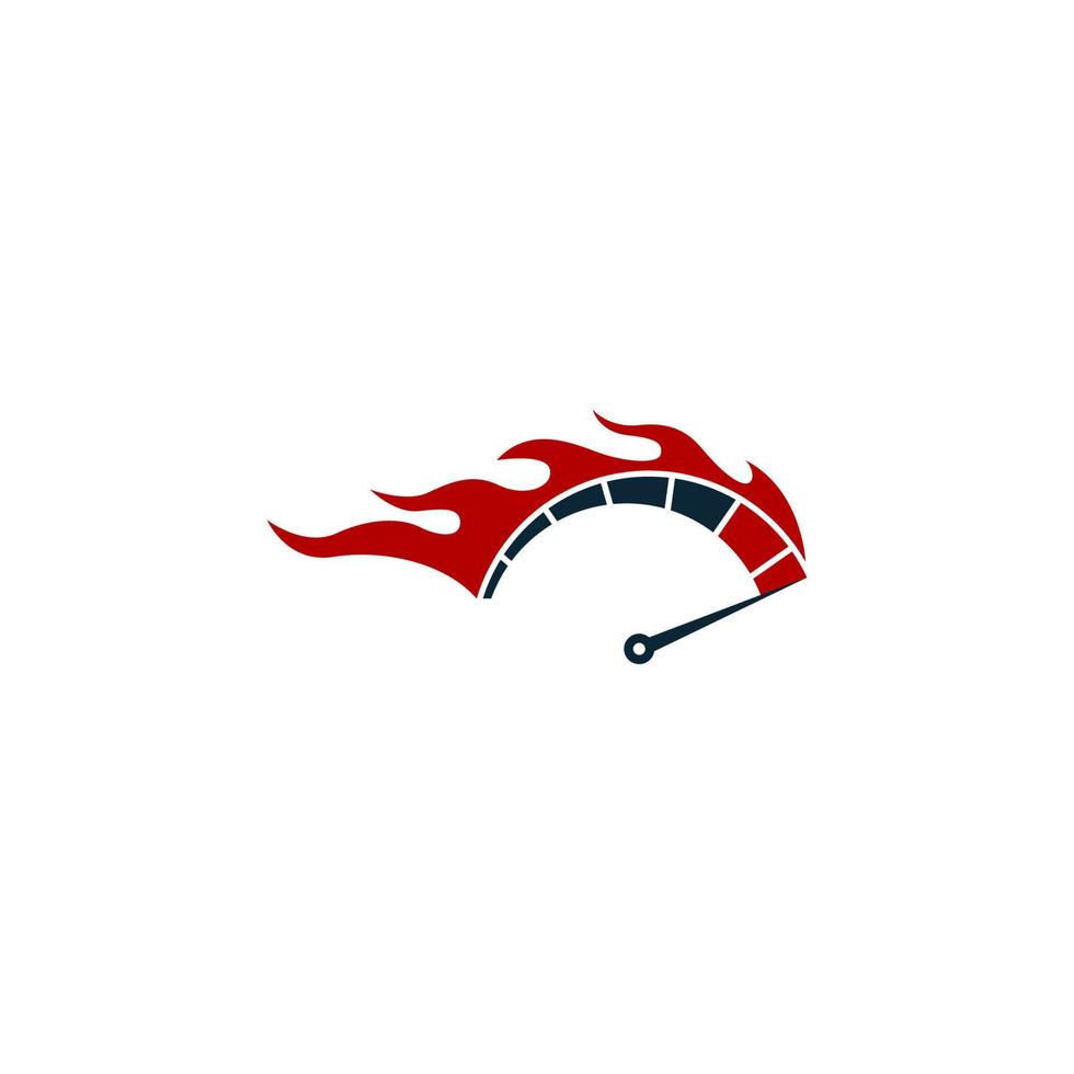 color motif speedometer logo on a white background and flames vector