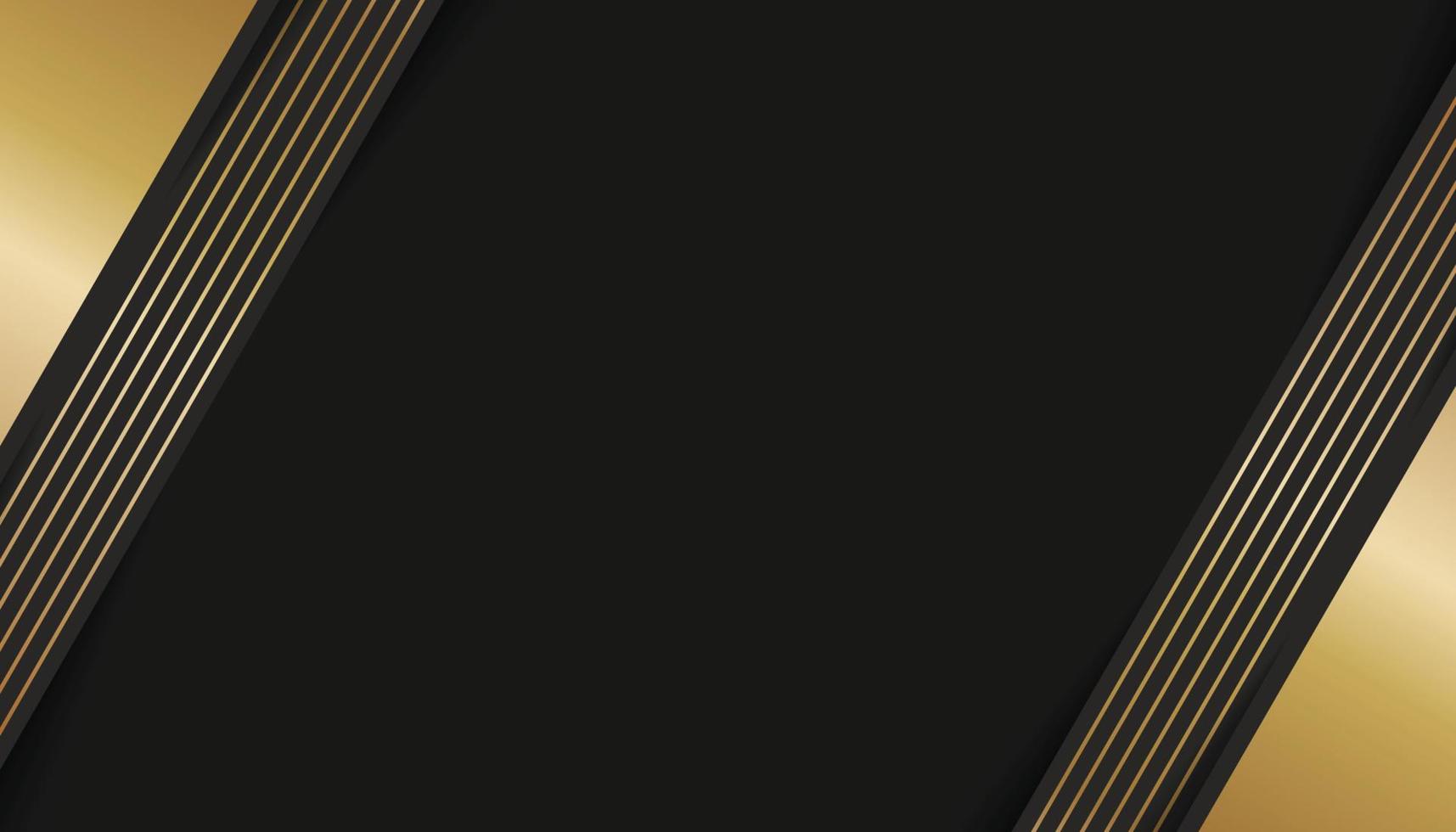 Abstract Black Color Background Overlapping Layers with Golden Lines. Dark Background with Luxury Style. Vector Illustration